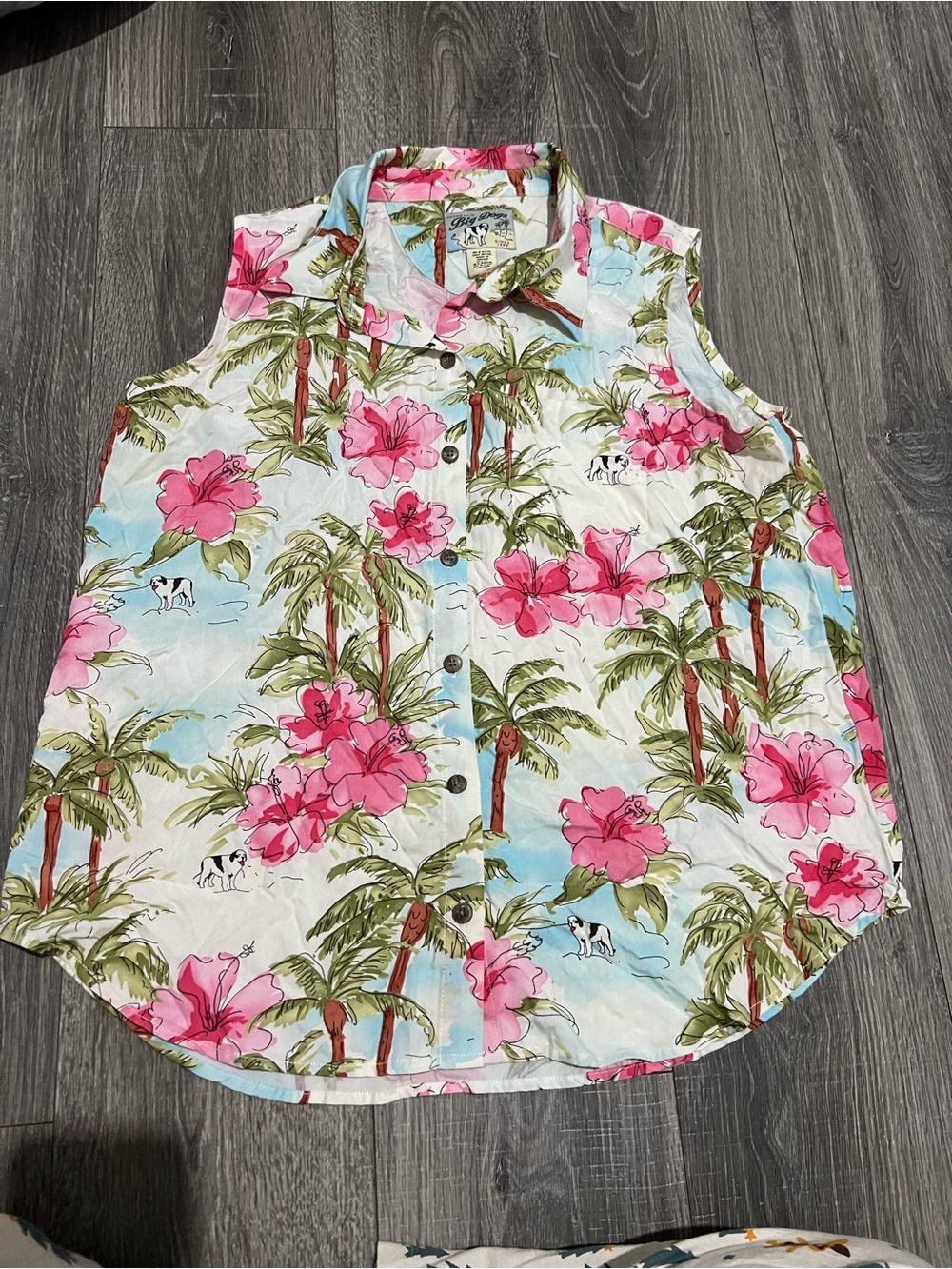 Big dogs hawaiian button up floral button up top women's XL